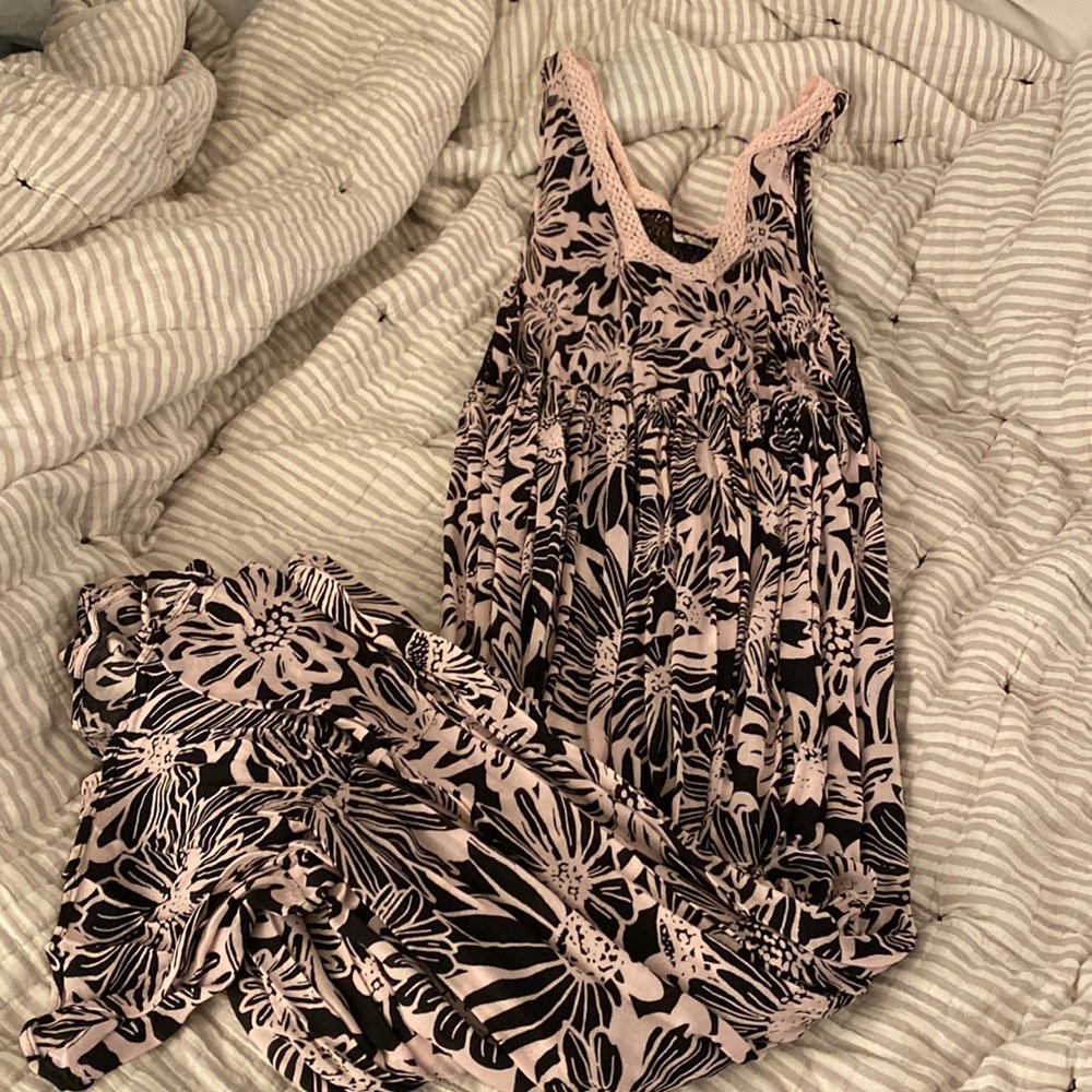Never worn free people pink and black maxi